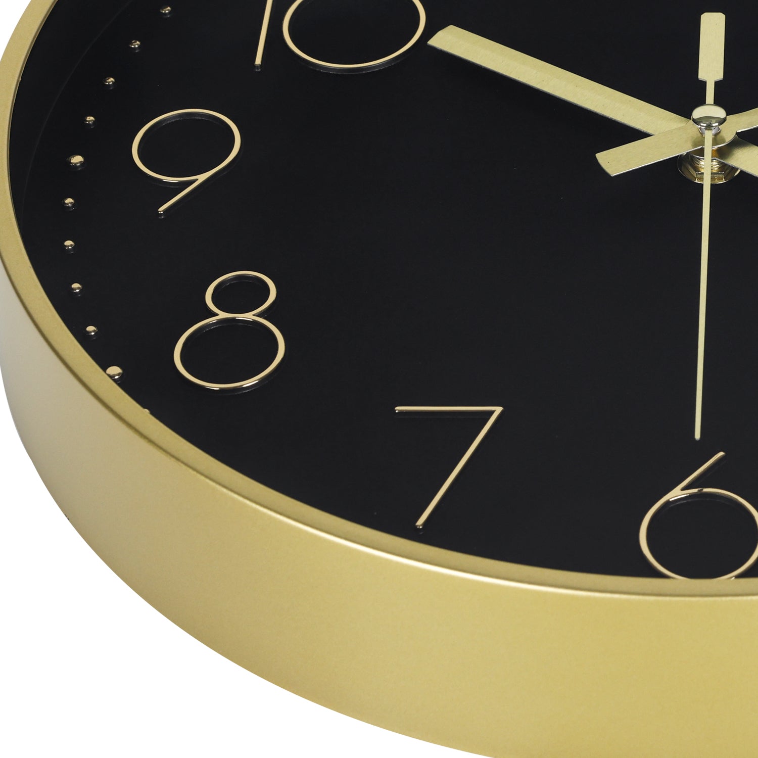 IvoQ Moderne Wanduhr - Schwarz/Gold - 30 cm - Lautloses Uhrwerk - 3D-Wanduhr