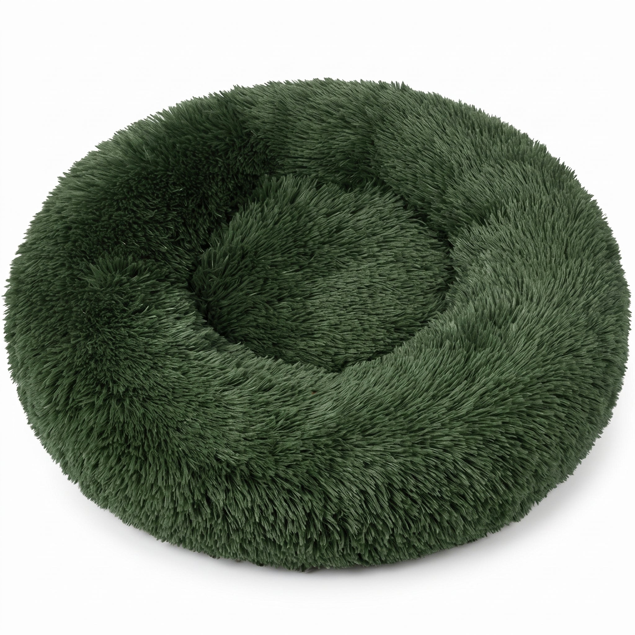 IvoQ Fluffy Donut Hundebett Ø 100 cm – Weiches Hundebett – Dunkelgrün