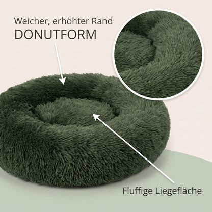 IvoQ Fluffy Donut Hundebett Ø 100 cm – Weiches Hundebett – Dunkelgrün