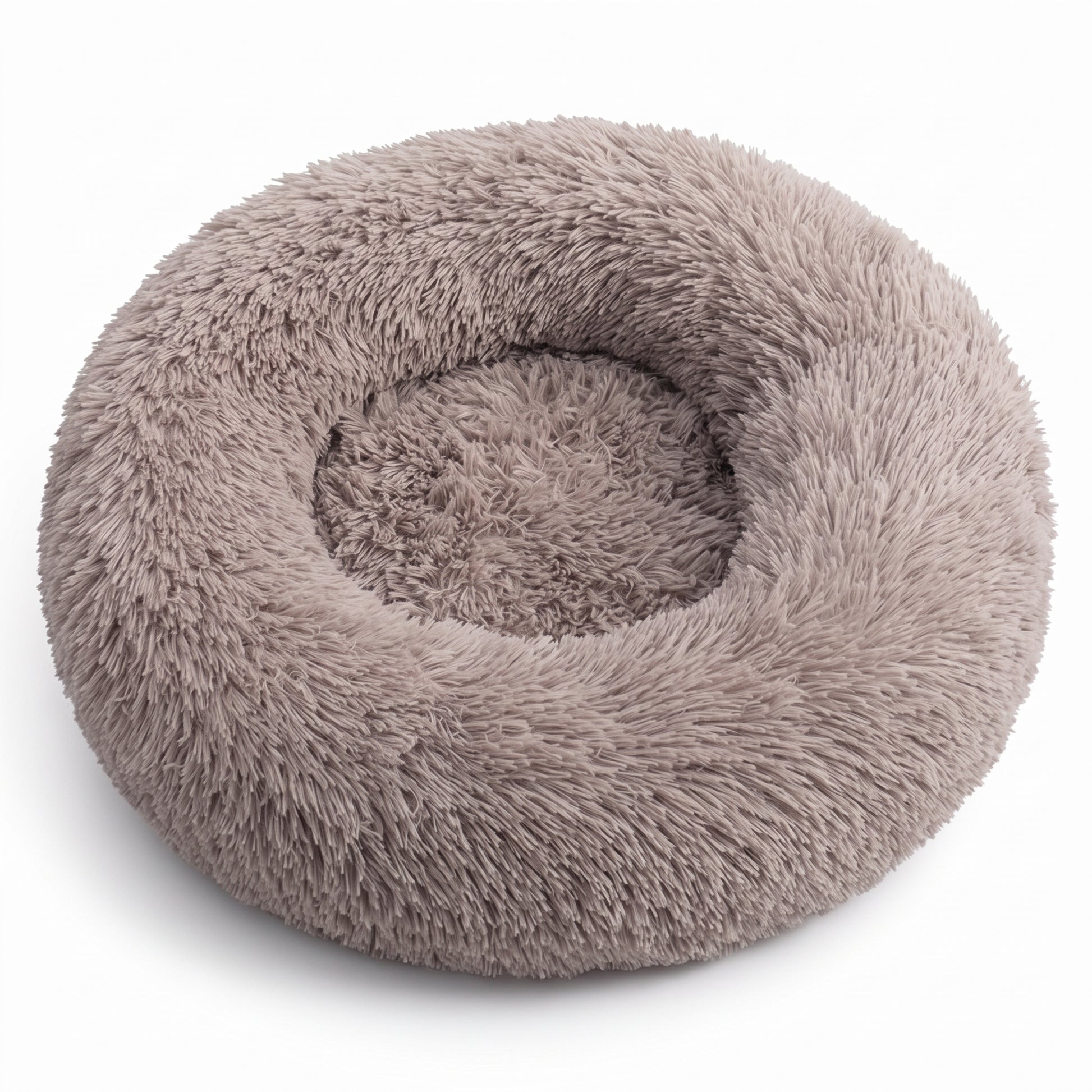IvoQ Hundebett Rund Ø 60 cm – Fluffy Donut-Hundebett mit hohem weichem Rand – Beige – Für kleine Hunde und Katzen