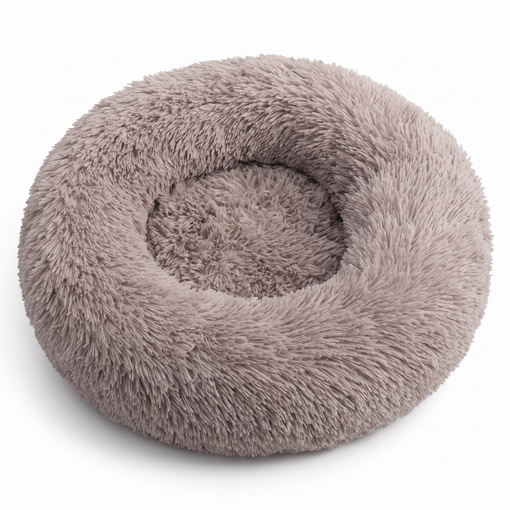 IvoQ Hundebett Rund Ø 60 cm – Fluffy Donut-Hundebett mit hohem weichem Rand – Beige – Für kleine Hunde und Katzen