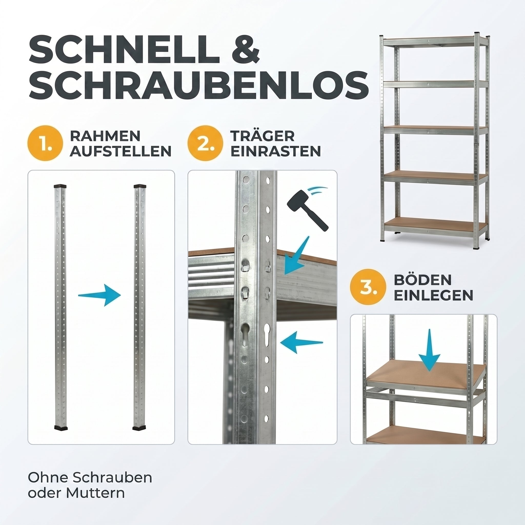 IvoQ Lagerregal – 180 x 90 x 40 cm – 5 verstellbare Böden – 875 kg Tragkraft – verzinkter Stahl