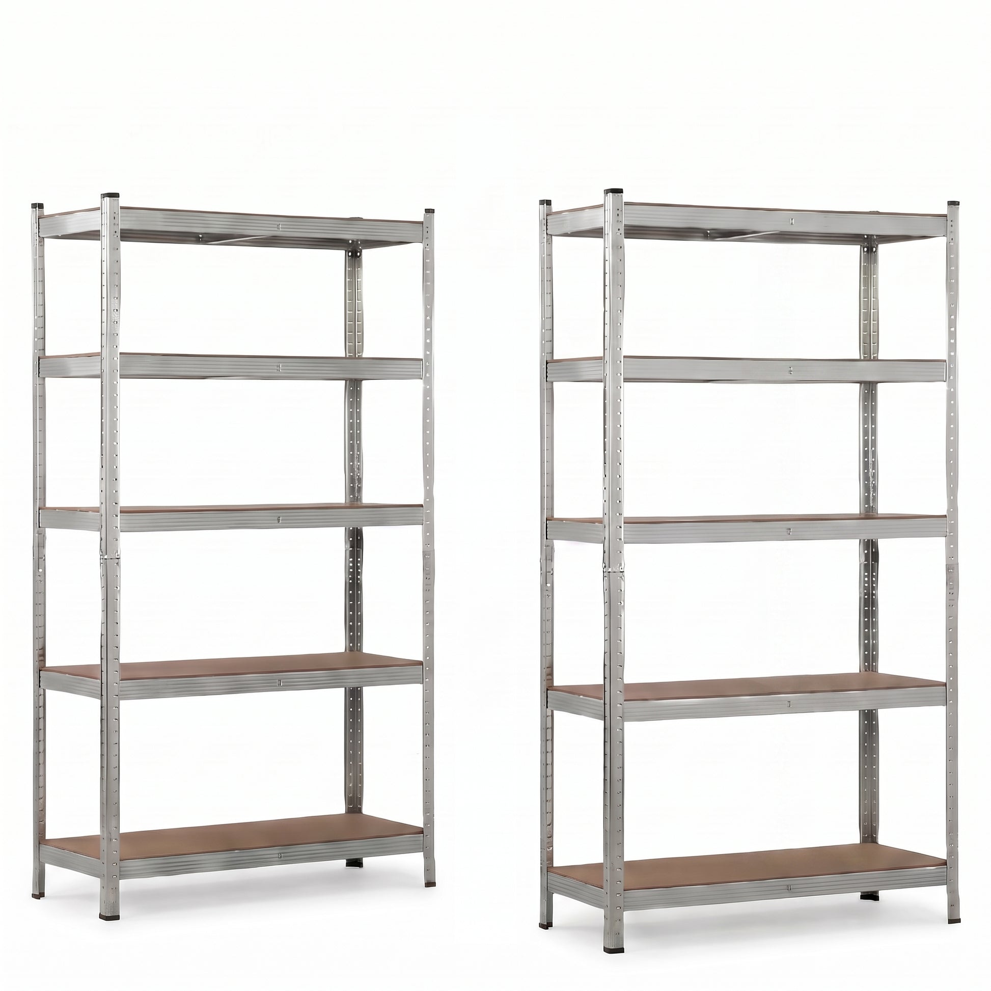 IvoQ Regalsets 2er-Set – 180 x 90 x 40 cm – Verzinktes Metall – 5 MDF-Böden – Für Garage und Schuppen