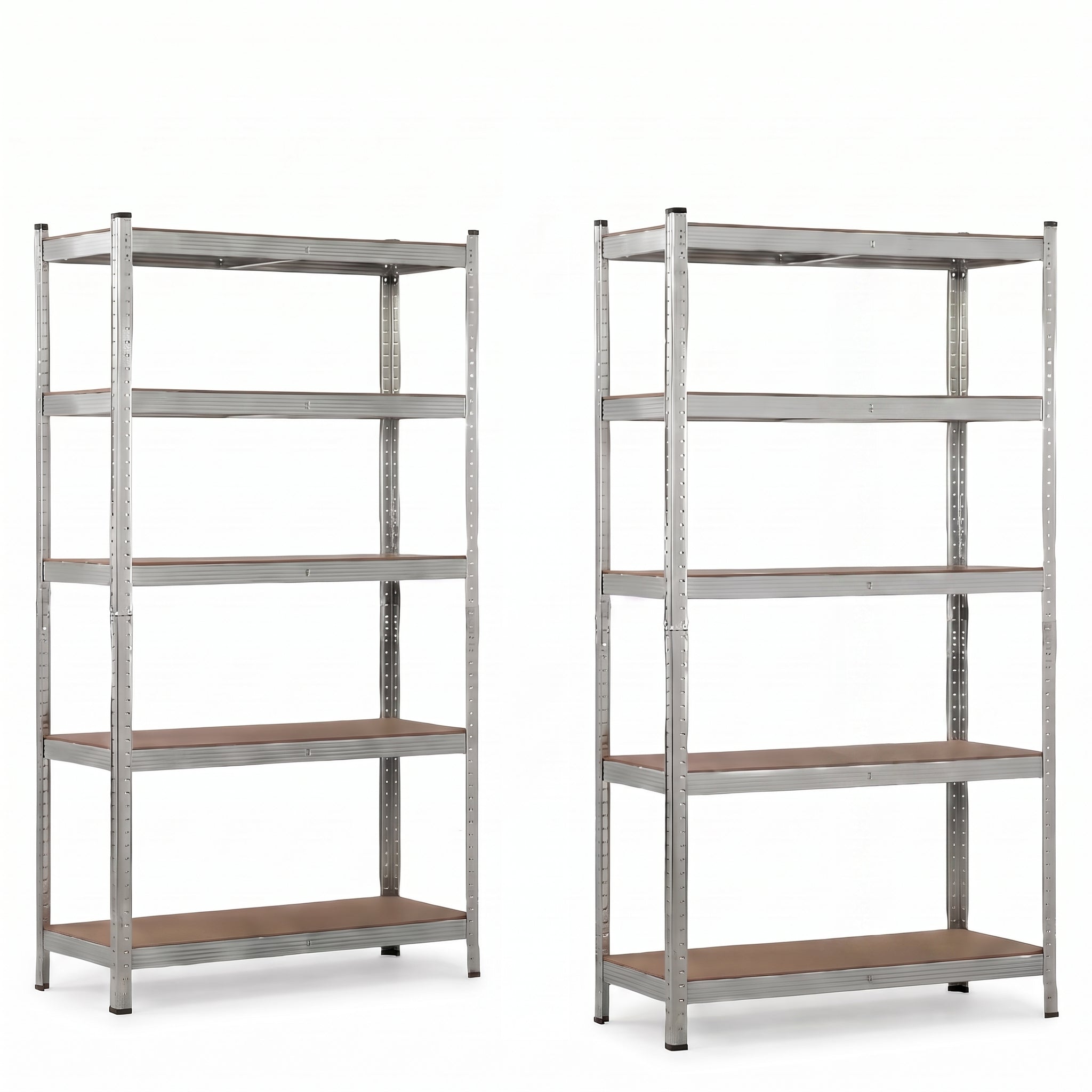 IvoQ Regalsets 2er-Set – 180 x 90 x 40 cm – Verzinktes Metall – 5 MDF-Böden – Für Garage und Schuppen
