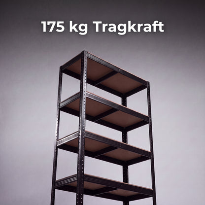 IvoQ Regal Schwarz - Metallregal - Lagerregal - 180x90x40 cm - 5 Böden - 875 kg Tragkraft (175 kg pro Boden)