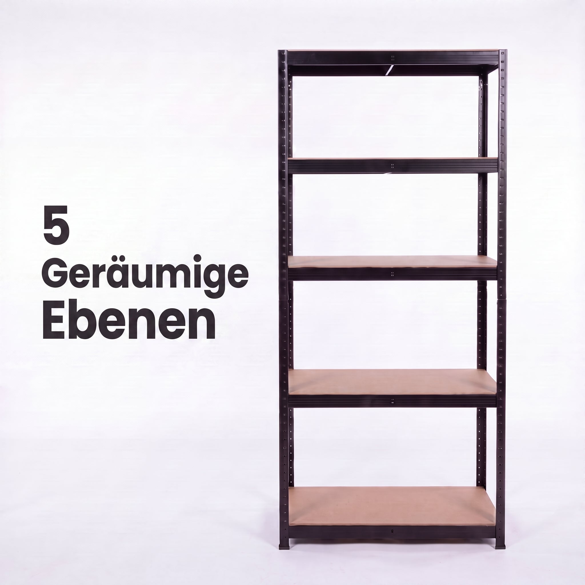 IvoQ Regal Schwarz - Metallregal - Lagerregal - 180x90x40 cm - 5 Böden - 875 kg Tragkraft (175 kg pro Boden)