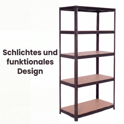 IvoQ Regal Schwarz - Metallregal - Lagerregal - 180x90x40 cm - 5 Böden - 875 kg Tragkraft (175 kg pro Boden)