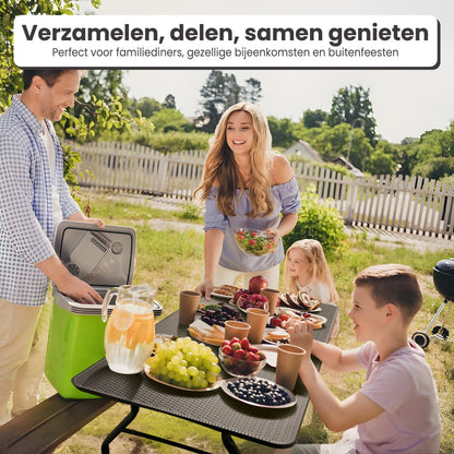IvoQ Inklapbare Tafel 180 cm Rattan Zwart-IvoQ