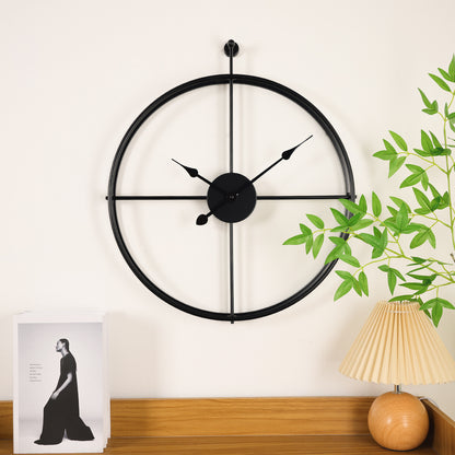 IvoQ Wandklok Zwart Industrieel Metaal 60 cm-IvoQ