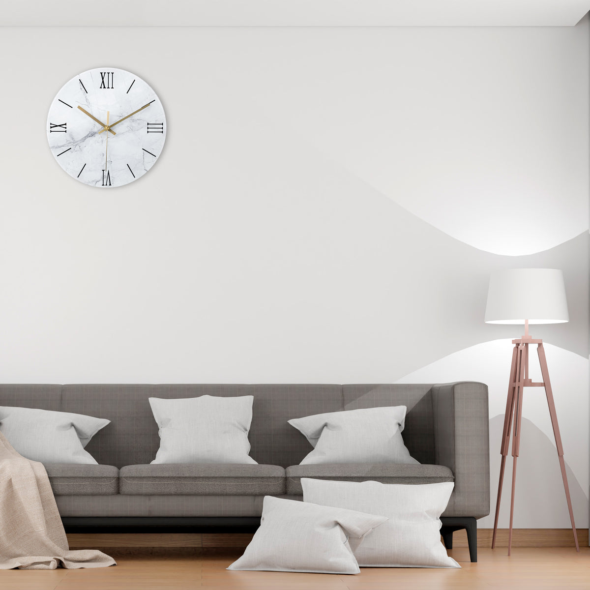 IvoQ Marmerlook Glazen Wandklok Ø 30 cm-IvoQ