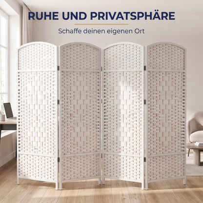 IvoQ Faltbarer Raumteiler - 4 Paneele - 170 x 160 cm - Weiß
