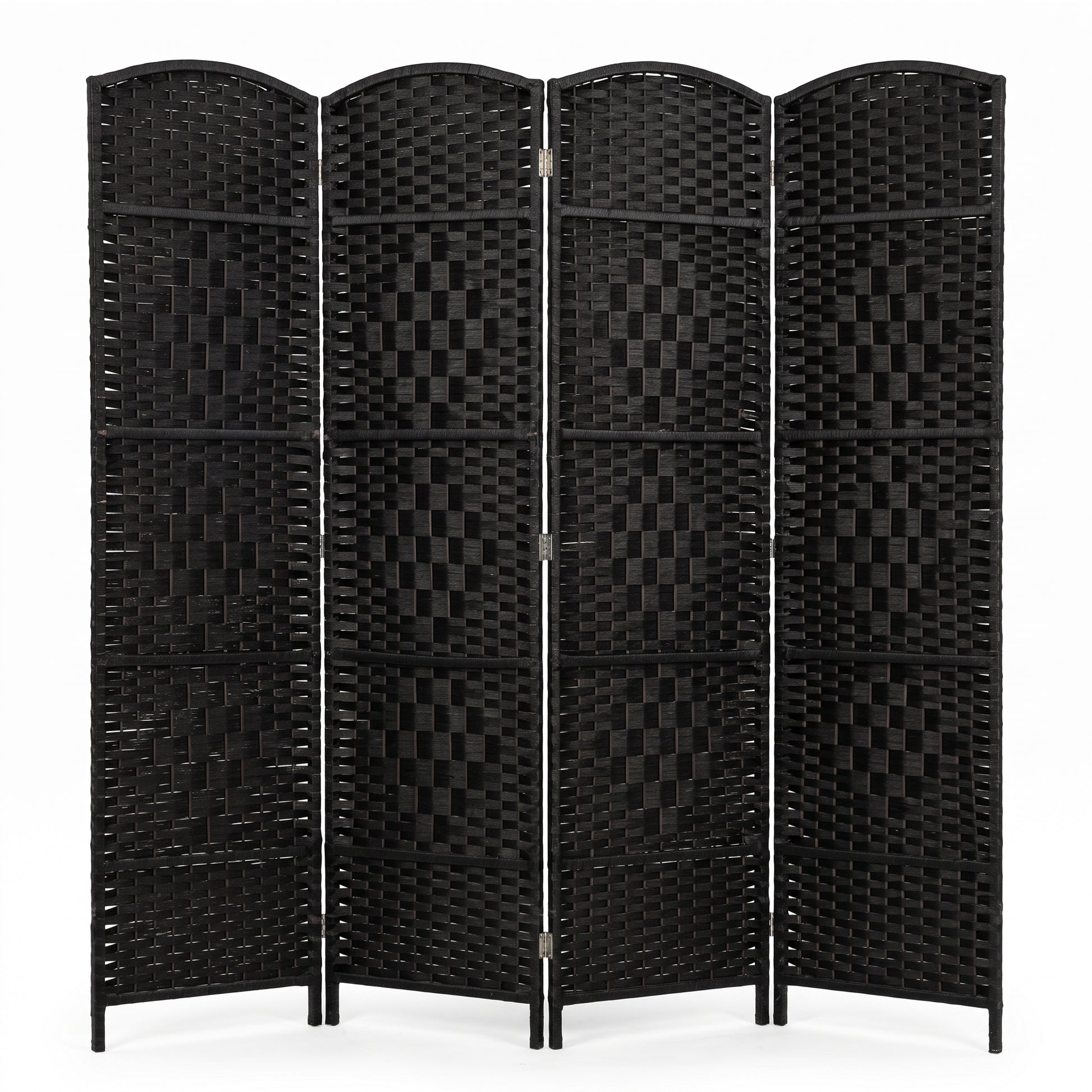 IvoQ Paravent Schwarz – Raumteiler – 4 Paneele – 170 x 160 cm