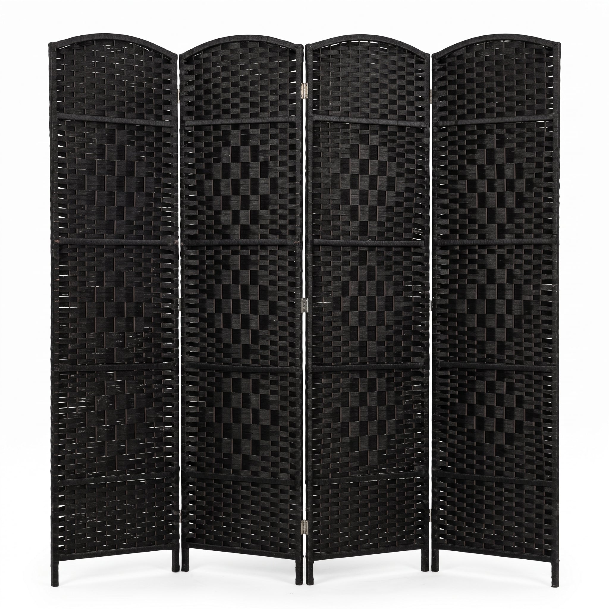 IvoQ Paravent Schwarz – Raumteiler – 4 Paneele – 170 x 160 cm