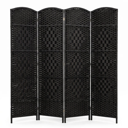 IvoQ Paravent Schwarz – Raumteiler – 4 Paneele – 170 x 160 cm