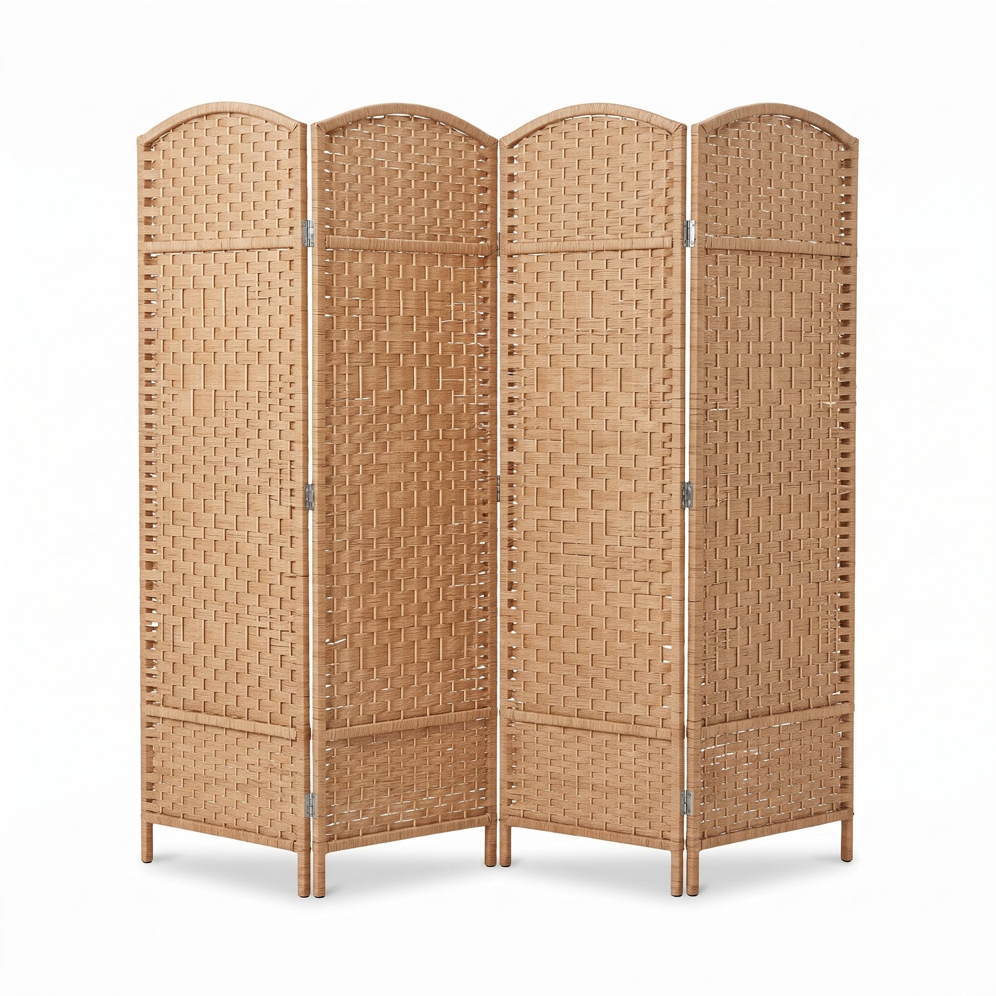 IvoQ Raumteiler – 4 Paneele – 170 x 160 cm – Faltbarer Roomdivider – Naturbraun
