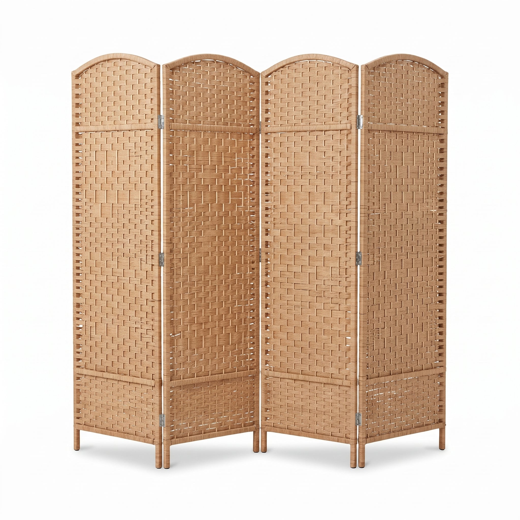 IvoQ Raumteiler – 4 Paneele – 170 x 160 cm – Faltbarer Roomdivider – Naturbraun