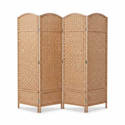 IvoQ Raumteiler – 4 Paneele – 170 x 160 cm – Faltbarer Roomdivider – Naturbraun
