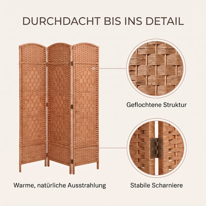 IvoQ Paravent 3 Paneele – Raumteiler – 170x120 cm – Braun