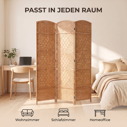 IvoQ Paravent 3 Paneele – Raumteiler – 170x120 cm – Braun