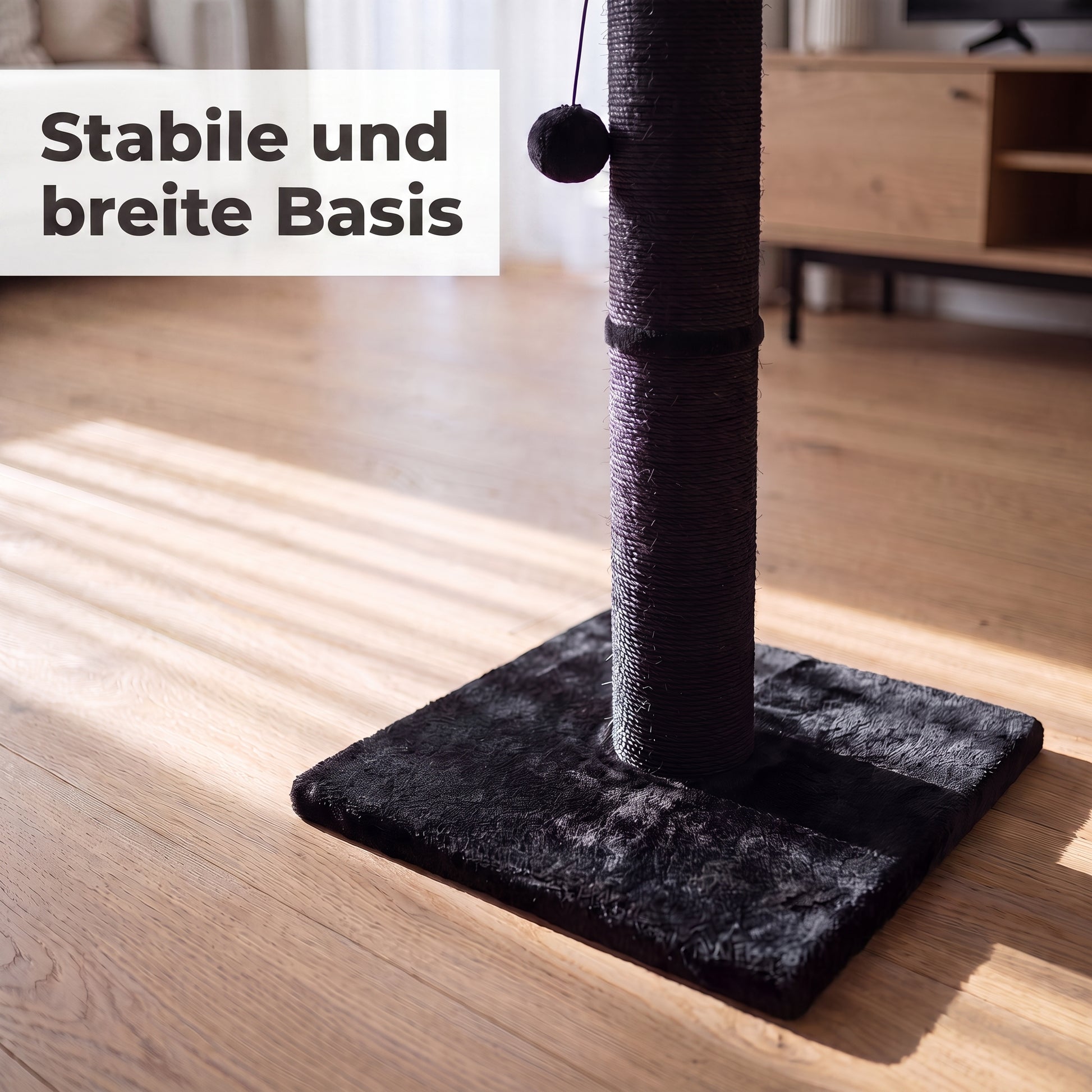 IvoQ Kratzbaum für Katzen - 90 cm - Schwarz - Stabiler Katzenkratzbaum mit Spielball & Sisal - 90x40x40 cm