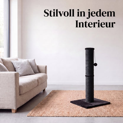 IvoQ Kratzbaum für Katzen - 90 cm - Schwarz - Stabiler Katzenkratzbaum mit Spielball & Sisal - 90x40x40 cm