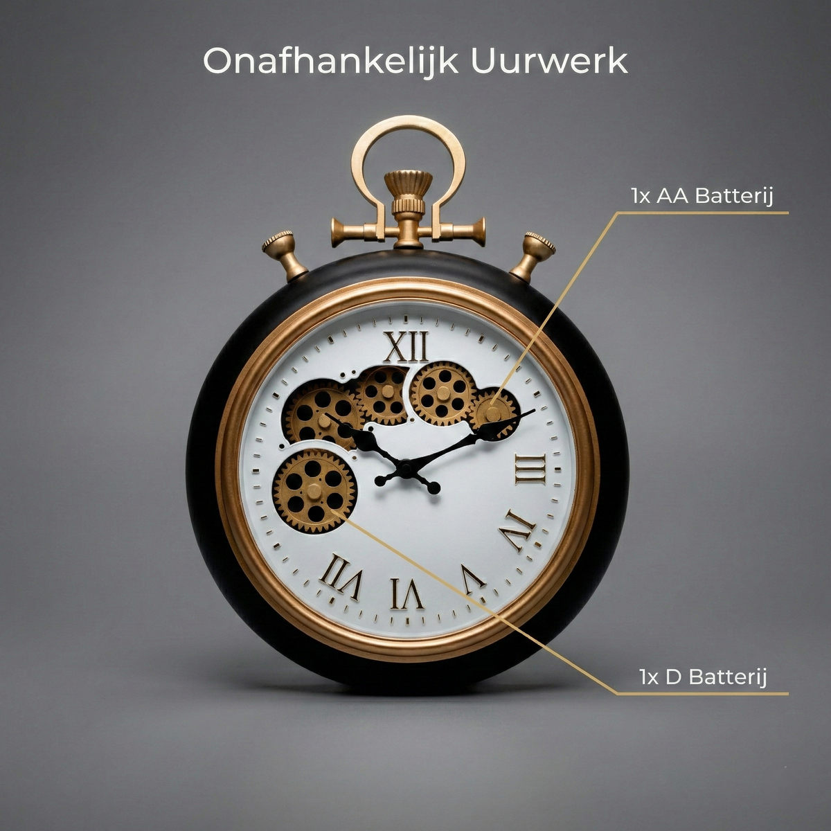 IvoQ Industrielle Wanduhr mit beweglichen Zahnrädern Ø 30 cm
