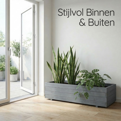 IvoQ Houten Plantenbak Grijs - FSC Hout - 120x40x32 cm