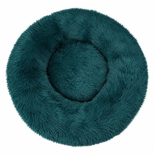 IvoQ Donut Hondenmand 100 cm - Fluffy Hondenkussen - Zacht Pluche - Verhoogde Rand - Petrolblauw
