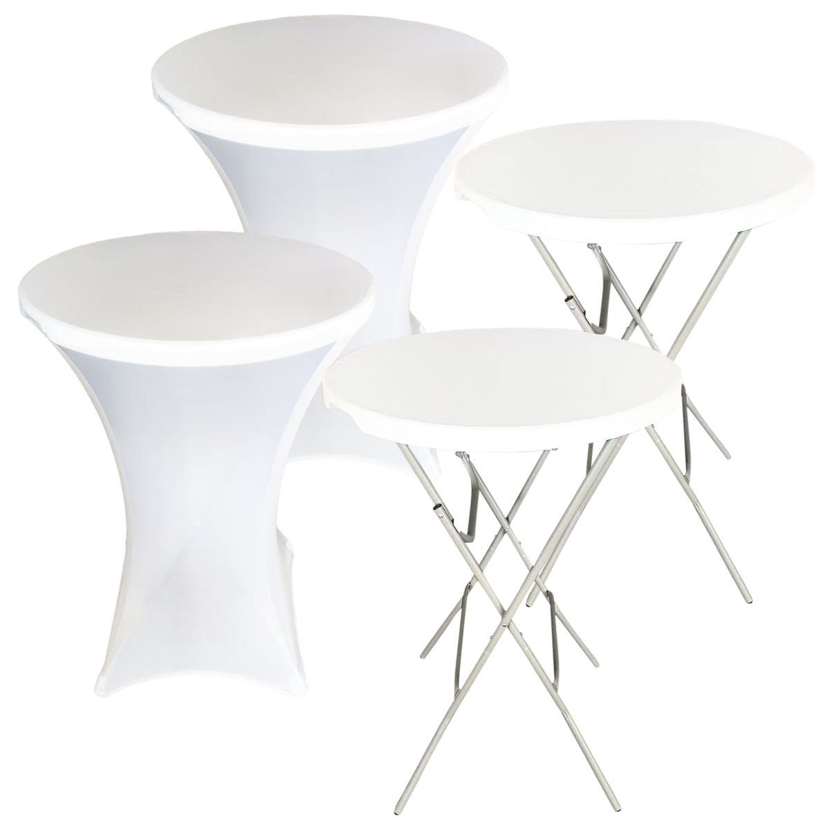 IvoQ Statafels Set Wit met Hoezen Ø80x110 cm-IvoQ