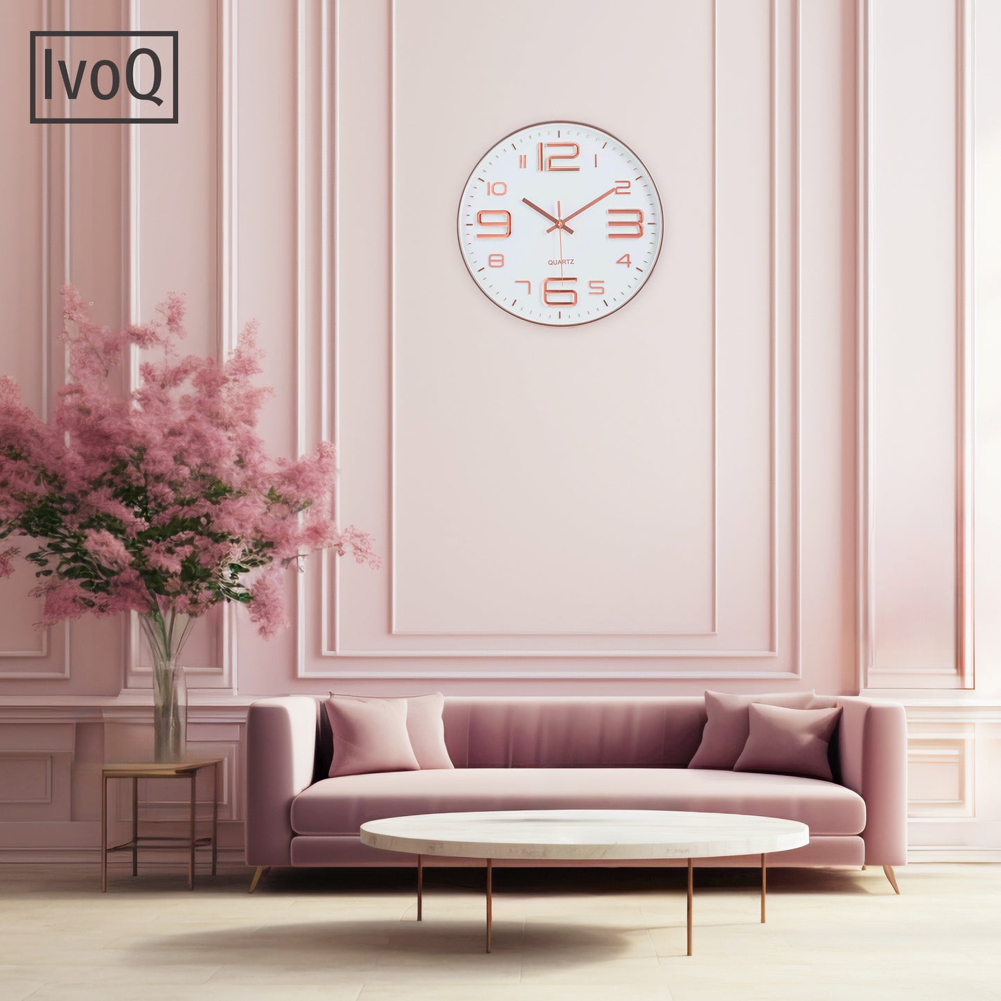 IvoQ Stijlvolle Wandklok Wit/Koper Ø30 cm-IvoQ