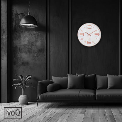 IvoQ Stijlvolle Wandklok Wit/Koper Ø30 cm-IvoQ