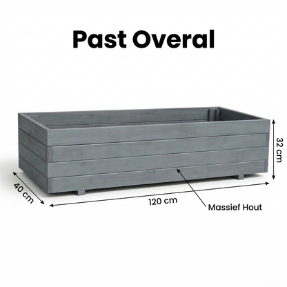 IvoQ Houten Plantenbak Grijs - FSC Hout - 120x40x32 cm