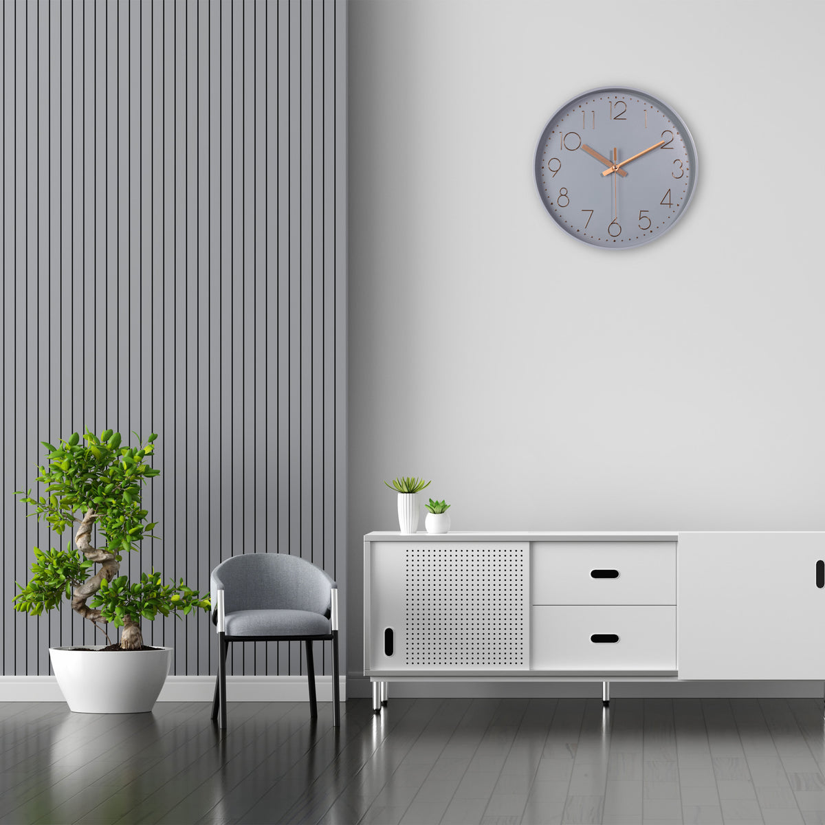 IvoQ Moderne Wandklok Grijs Ø 30 cm-IvoQ