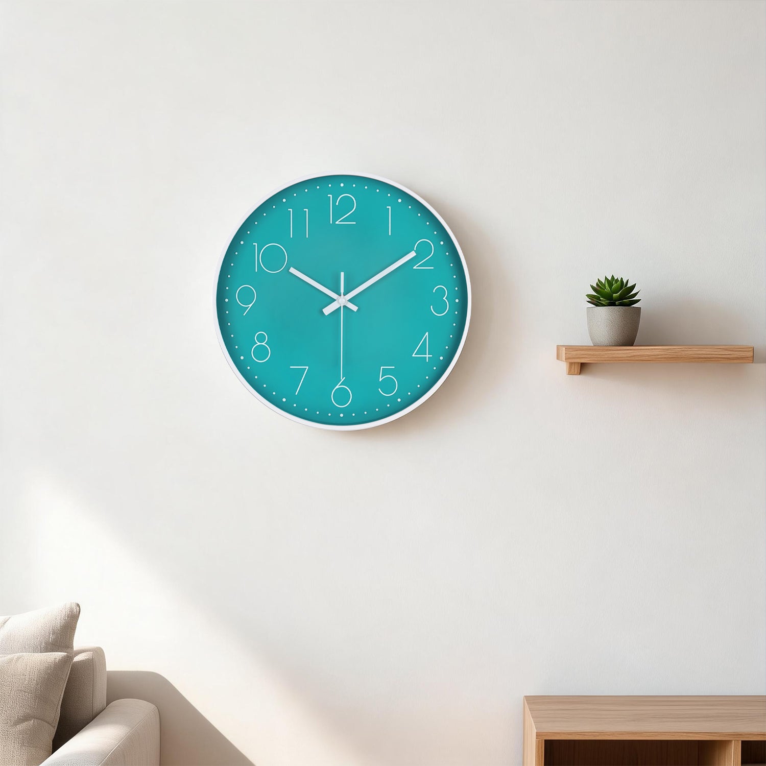 IvoQ Moderne 3D Wandklok - Stil Uurwerk - Analoge Muurklok - Ø 30 cm - Groen / Wit