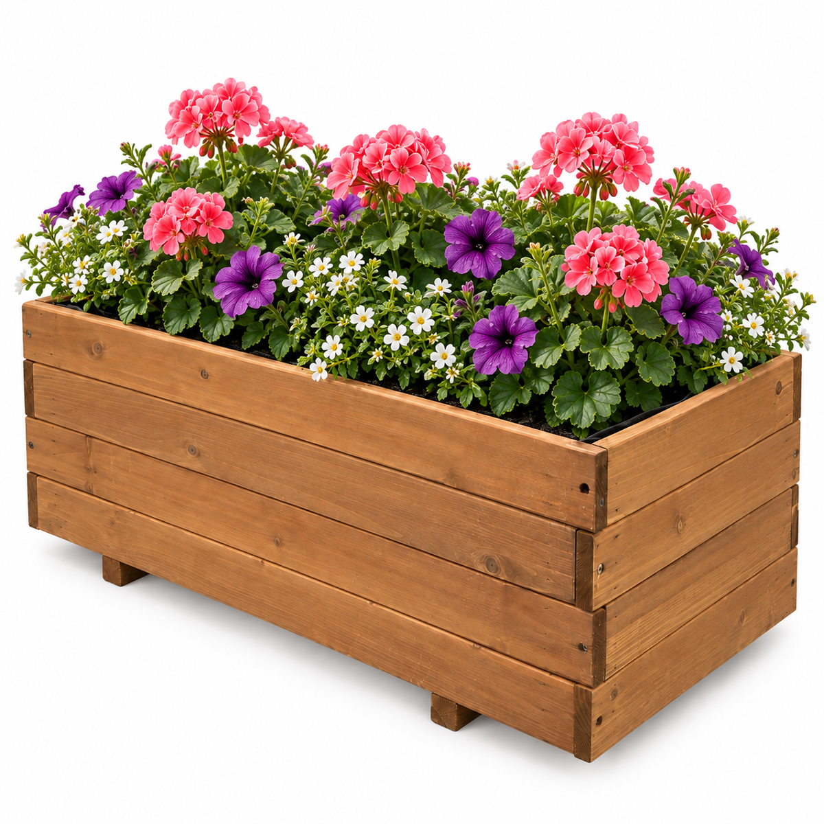 IvoQ Pflanzkasten aus Holz – 80 x 40 x 32 cm – FSC-Holz – Für Gemüse, Blumen & Kräuter – Mit Drainage und Vliesbeutel – Für Garten & Balkon