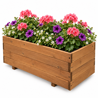 IvoQ Pflanzkasten aus Holz – 80 x 40 x 32 cm – FSC-Holz – Für Gemüse, Blumen & Kräuter – Mit Drainage und Vliesbeutel – Für Garten & Balkon