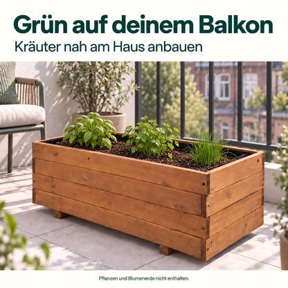IvoQ Pflanzkasten aus Holz – 80 x 40 x 32 cm – FSC-Holz – Für Gemüse, Blumen & Kräuter – Mit Drainage und Vliesbeutel – Für Garten & Balkon