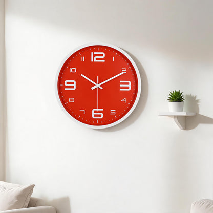 IvoQ Moderne 3D Wandklok - 30 cm - Rood - Muurklok