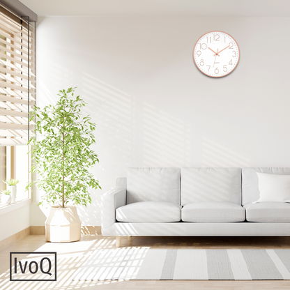 IvoQ Stijlvolle Wandklok Wit/Roze Ø30 cm-IvoQ