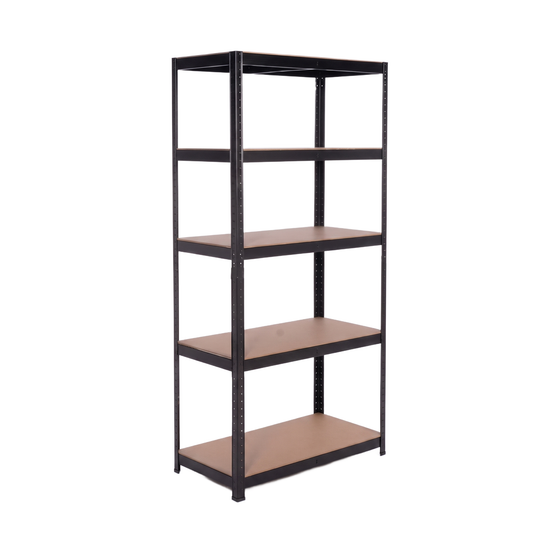 IvoQ Stellingkast Zwart - Metalen Opbergrek - Magazijnstelling - 180x90x40 cm - 5 Planken - 875 kg Draagkracht (175kg per plank)