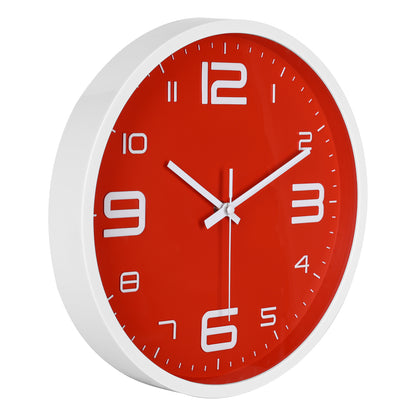 IvoQ Moderne 3D Wandklok - 30 cm - Rood - Muurklok