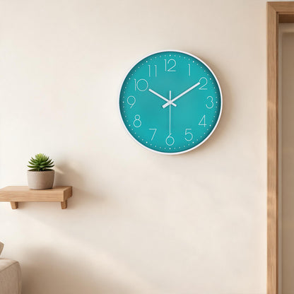 IvoQ Moderne 3D Wandklok - Stil Uurwerk - Analoge Muurklok - Ø 30 cm - Groen / Wit
