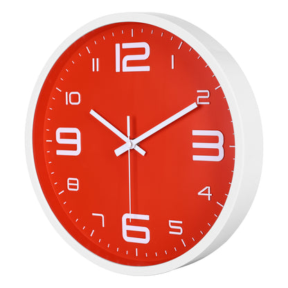 IvoQ Moderne 3D Wandklok - 30 cm - Rood - Muurklok