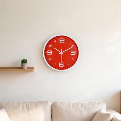 IvoQ Moderne 3D Wandklok - 30 cm - Rood - Muurklok