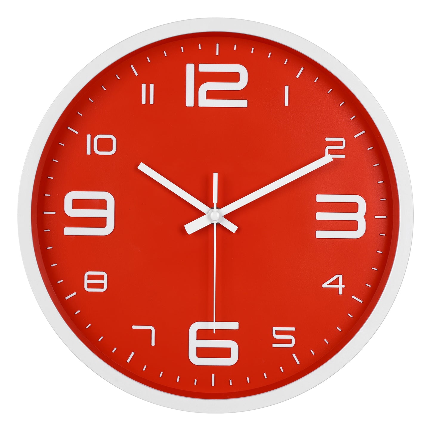 IvoQ Moderne 3D Wandklok - 30 cm - Rood - Muurklok