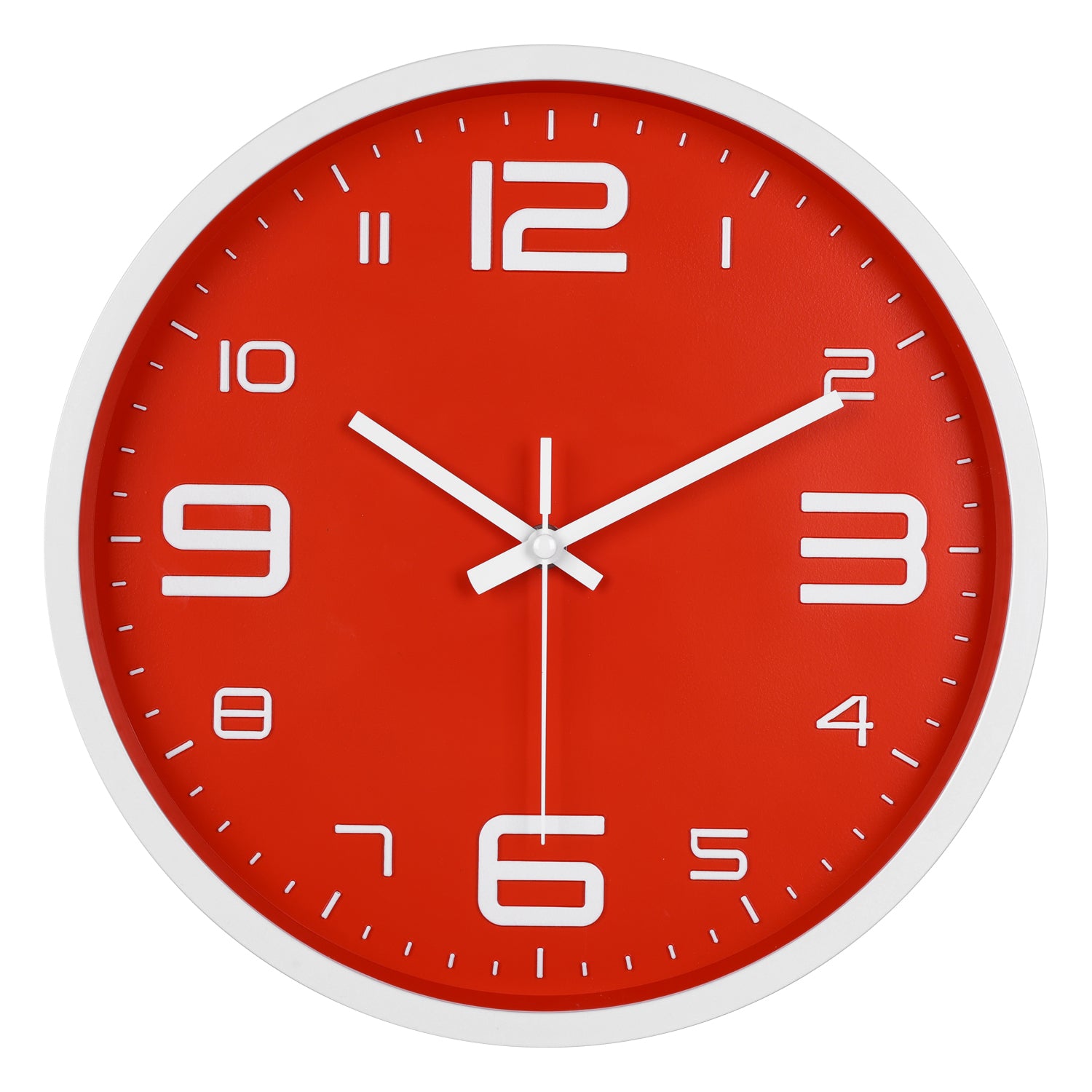 IvoQ Moderne 3D Wandklok - 30 cm - Rood - Muurklok