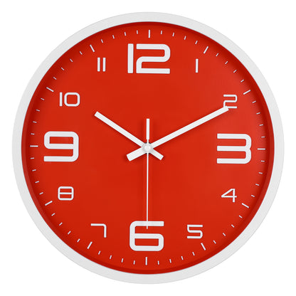 IvoQ Moderne 3D Wandklok - 30 cm - Rood - Muurklok