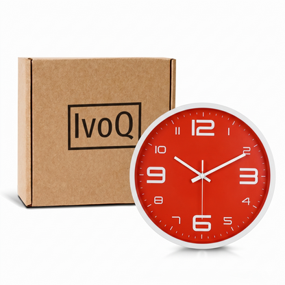 IvoQ Moderne 3D Wandklok - 30 cm - Rood - Muurklok