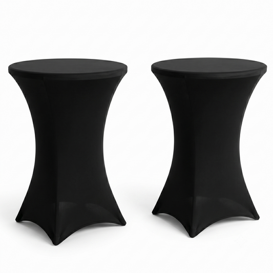 IvoQ Statafelrok Zwart - Set van 2 - ∅ 80x110 cm - Extra Dikke Statafelhoes - Luxe Stretch Tafelrok - Kreukvrij